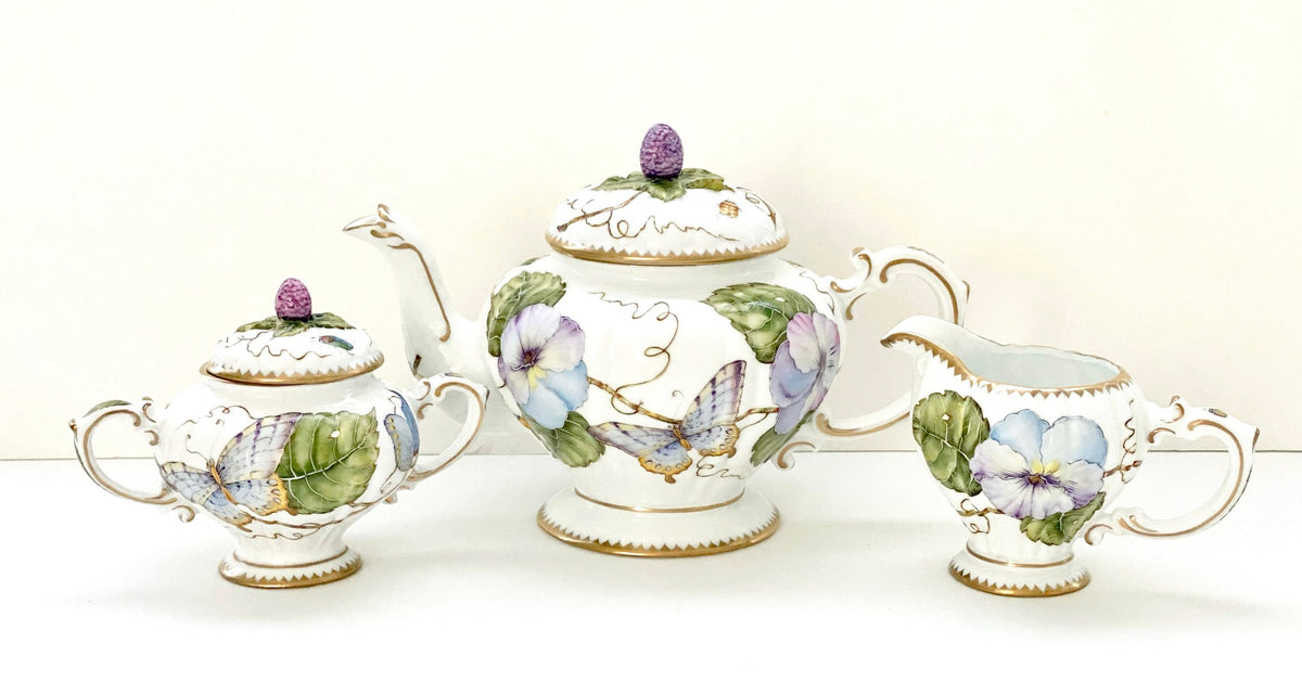 AW3813 - 3 pc. Pansy Tea Set