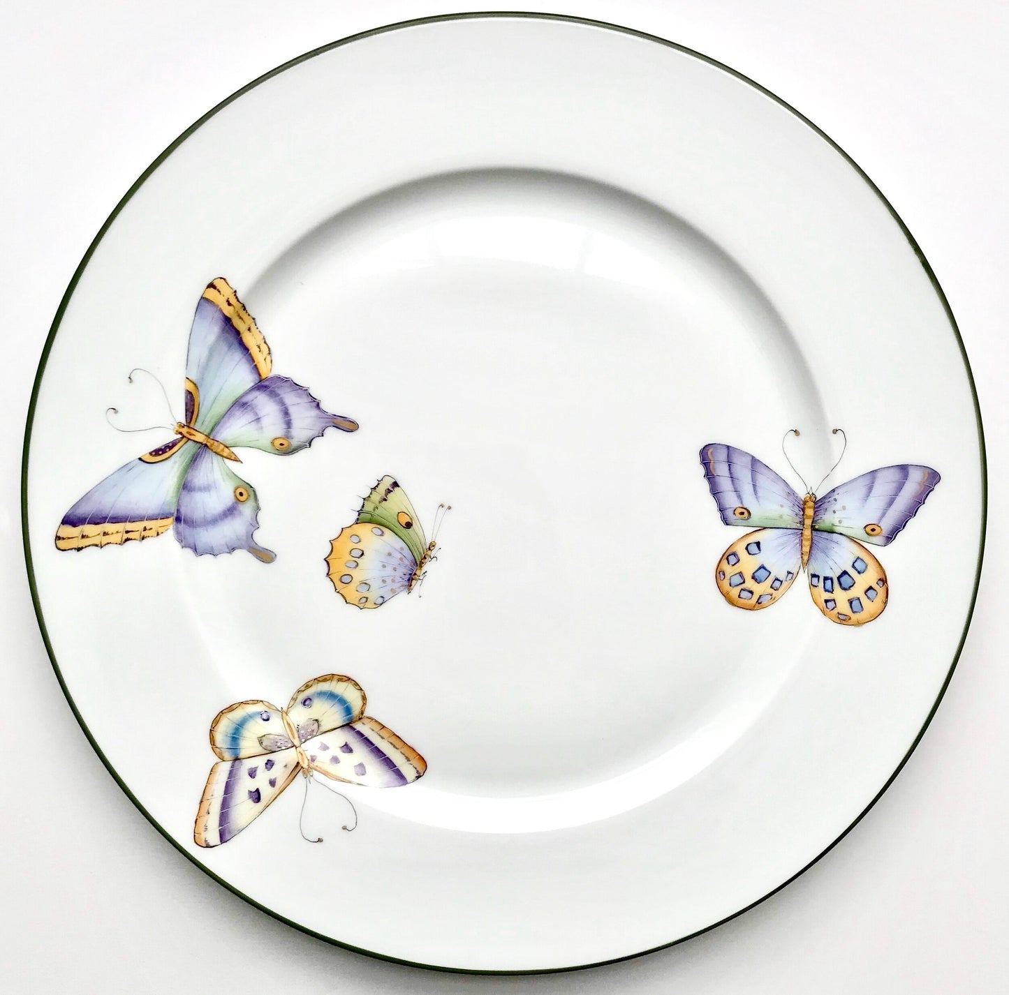 AM77 - Green Bordered Butterfly Dinner Plate
