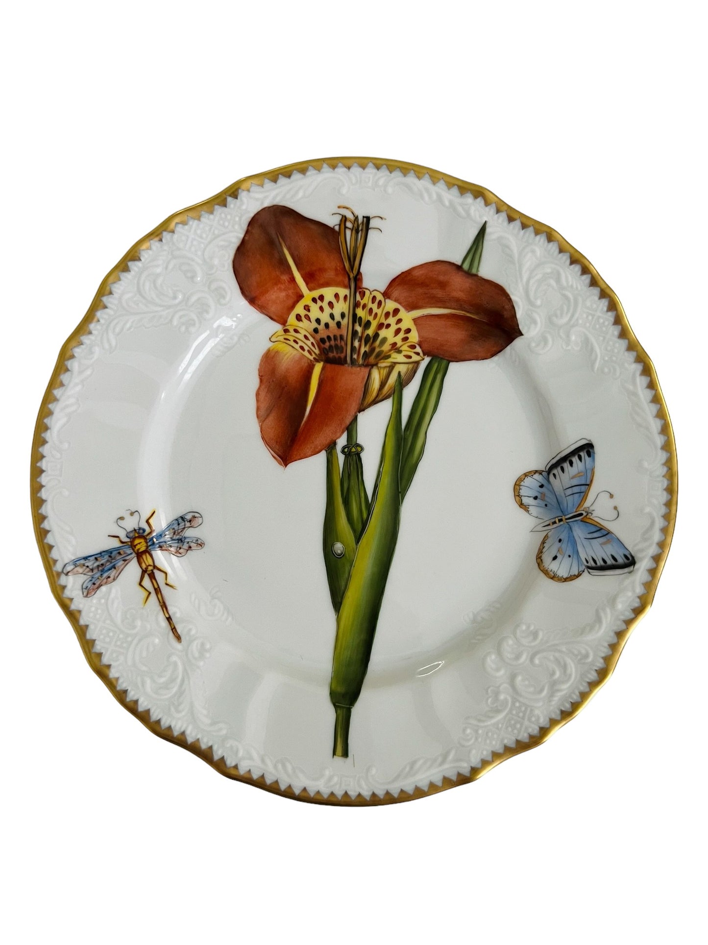 YM3 - Red Flower Salad/Dessert Plate
