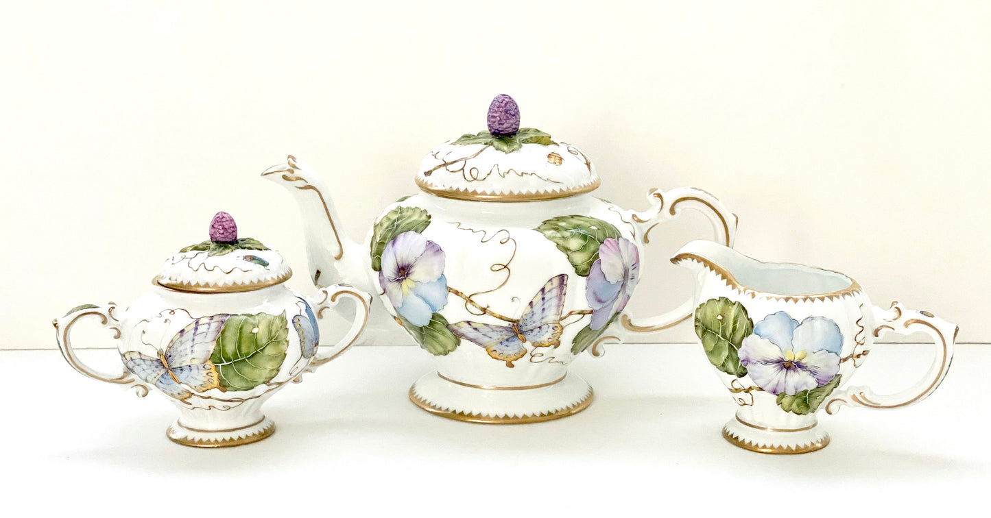 AW3813  - 3 pc. Pansy Tea Set