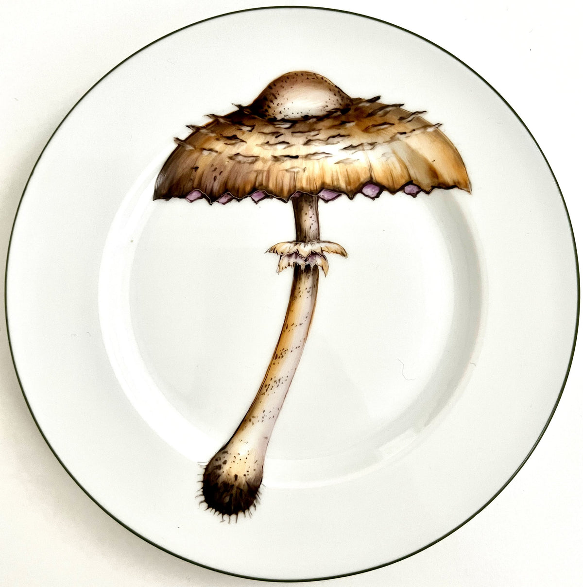 KA8 - Green Border Mushroom Plate