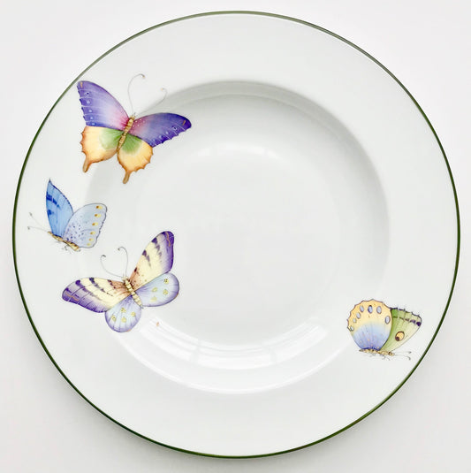 AM76 - Green Border Butterfly  Soup/Pasta Plate