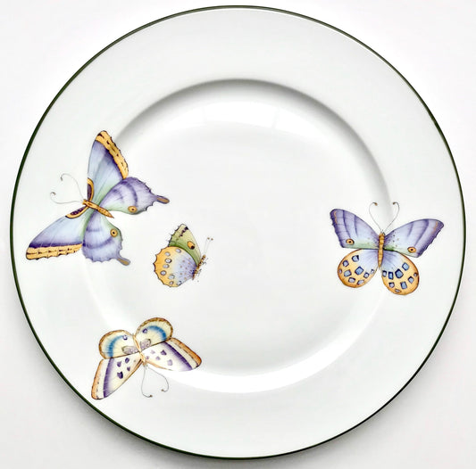 AM77 - Green Bordered Butterfly Dinner Plate
